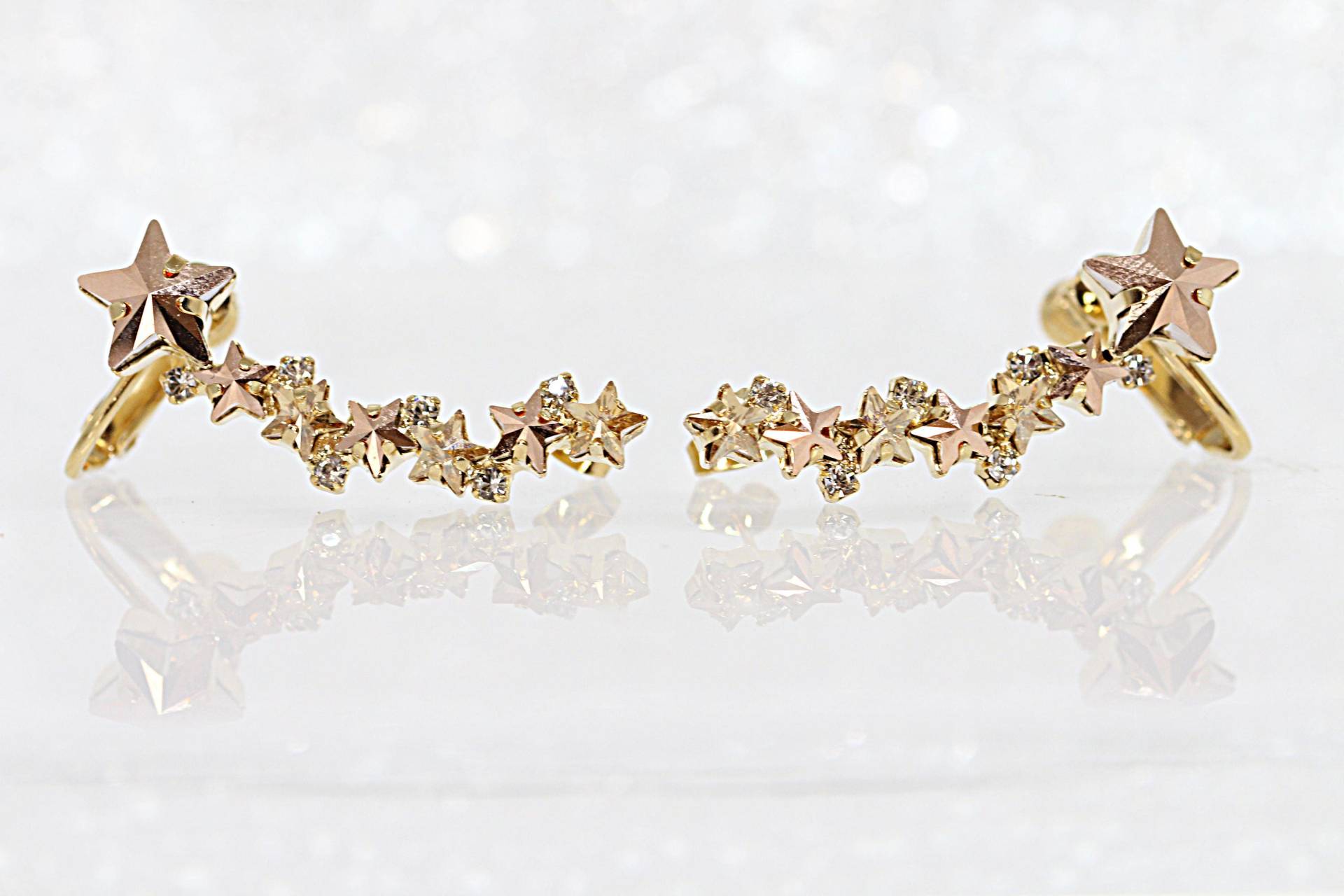 Rose Gold Ohr Kletterer Ohrringe, Klettern Champagner Ohrstecker, Brautjungfer Ohrmanschette, Stern Trendige Ohrringe von rebekajewelry