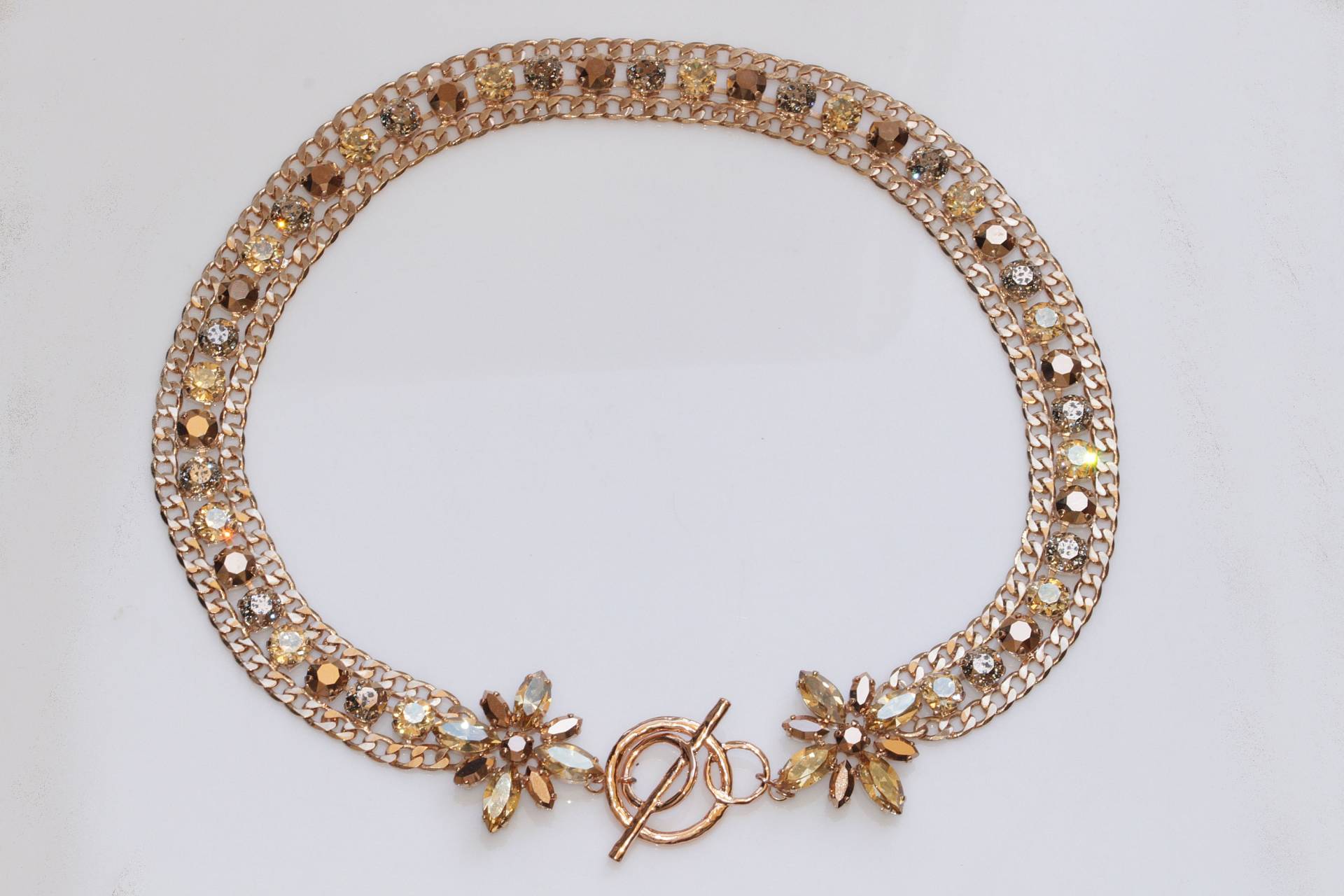 Rose Gold Halskette, Klobige Halskette, Statement Knebelkette, Breite Brautkette, Prinzessin Style, Champagne Halskette von rebekajewelry