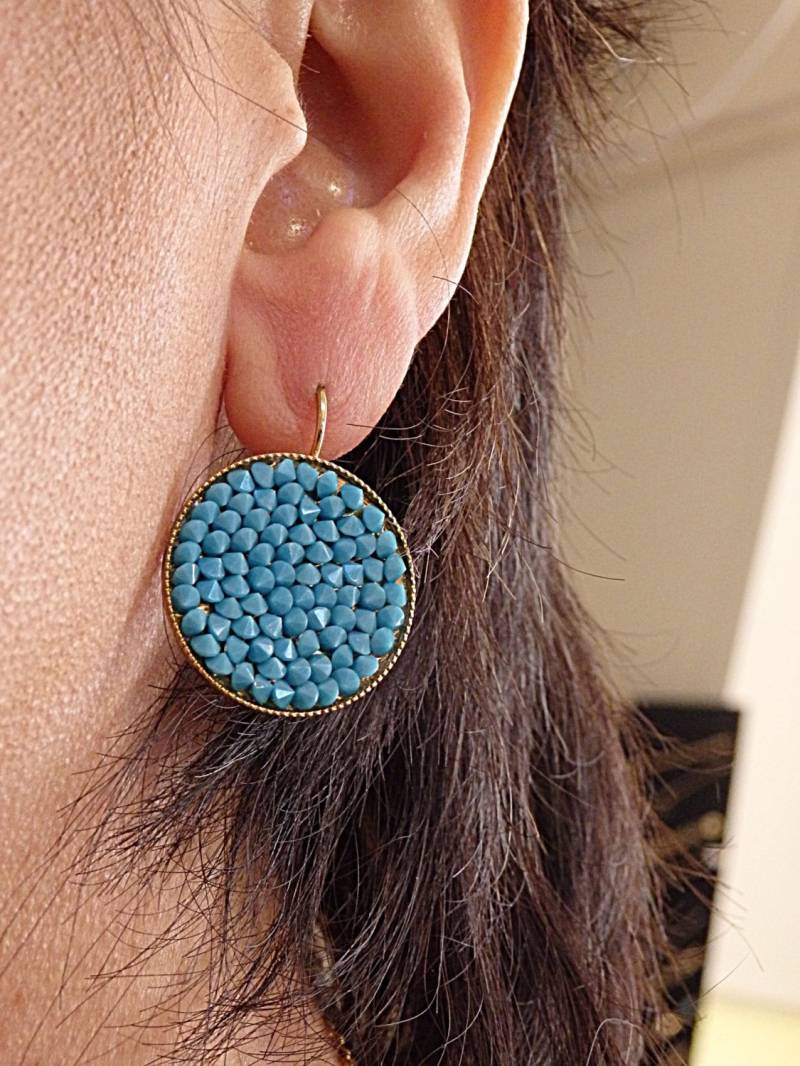 Runde Hängeohrringe. Türkis Schmuck, Große Ohrringe. Hellblaue Ohrringe, Brautjungfern Geschenk, Braut Frauen Geschenke von rebekajewelry