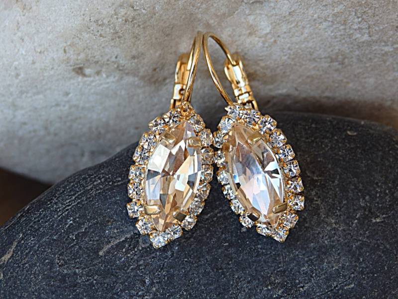 Schmuck Solide. Champagner Tropfen Ohrringe, Topas Kristall Brautjungfern Braut Ohrringe Gift.leverback Ovale Schmuck Solide. Champagner Tropfen Ohrringe, Topas Kristall Brautjungfern Braut Ohrringe Gift.leverback Ovale von rebekajewelry