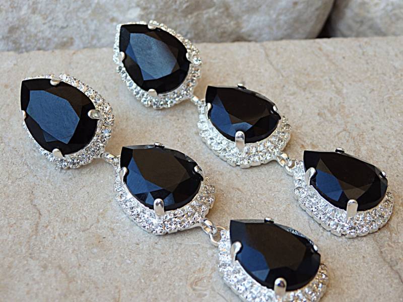 Schulter Staubtücher Ohrringe, Prom Schwarz Klar Mutter Der Braut Abend Cocktail Kristall Kronleuchter Ohrringe Schulter Staubtücher Ohrringe, Prom Schwarz Klar Mutter Der Braut Abend Cocktail Kristall Kronleuchter Ohrringe von rebekajewelry