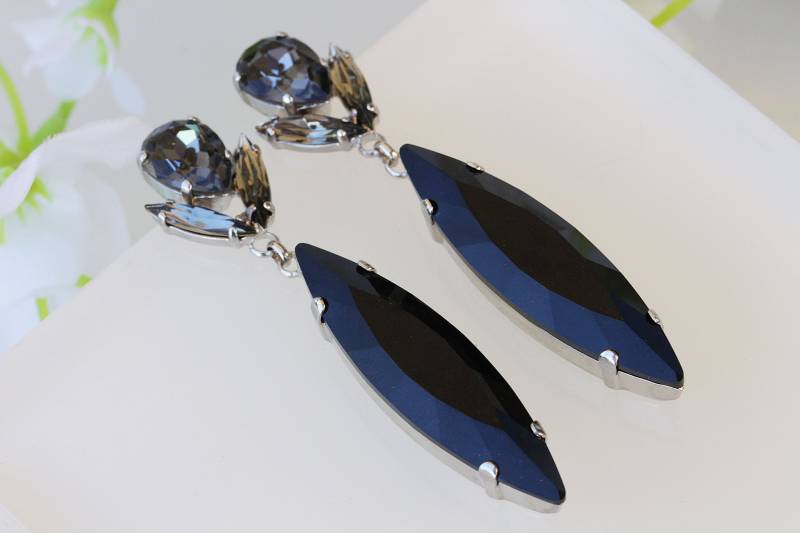 Black Crystal Chandelier Ohrringe Vergoldet Oder Versilbert, 3-Zoll Statement Ohrringe Black Crystal Chandelier Ohrringe Vergoldet Oder Versilbert, 3-Zoll Statement Ohrringe von rebekajewelry