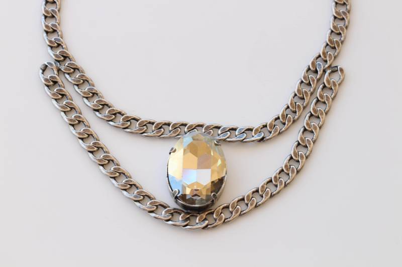 Schwarz Silber Layered Chunky Statement Halskette - Abend Schmuck, Brautmutter Accessoire von rebekajewelry