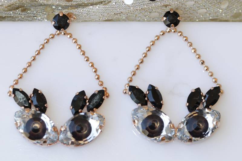 Schwarze Kristall Evil Eye Ohrringe Braune Augen Überzogener Baumelnder Schmuck Schwarze Kristall Evil Eye Ohrringe Braune Augen Überzogener Baumelnder Schmuck von rebekajewelry