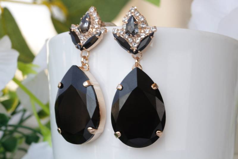 Schwarze Ohrringe, Jet-Abend-Ohrringe Elegante Statement-Ohrringe Für Damenschmuck, Perfektes Geschenk Mutter Der Braut, Des Bräutigams, Frau Schwarze Ohrringe, Jet-Abend-Ohrringe Elegante Statement-Ohrringe Für Damenschmuck, Perfektes Geschenk Mutter Der Braut, Des Bräutigams, Frau von rebekajewelry