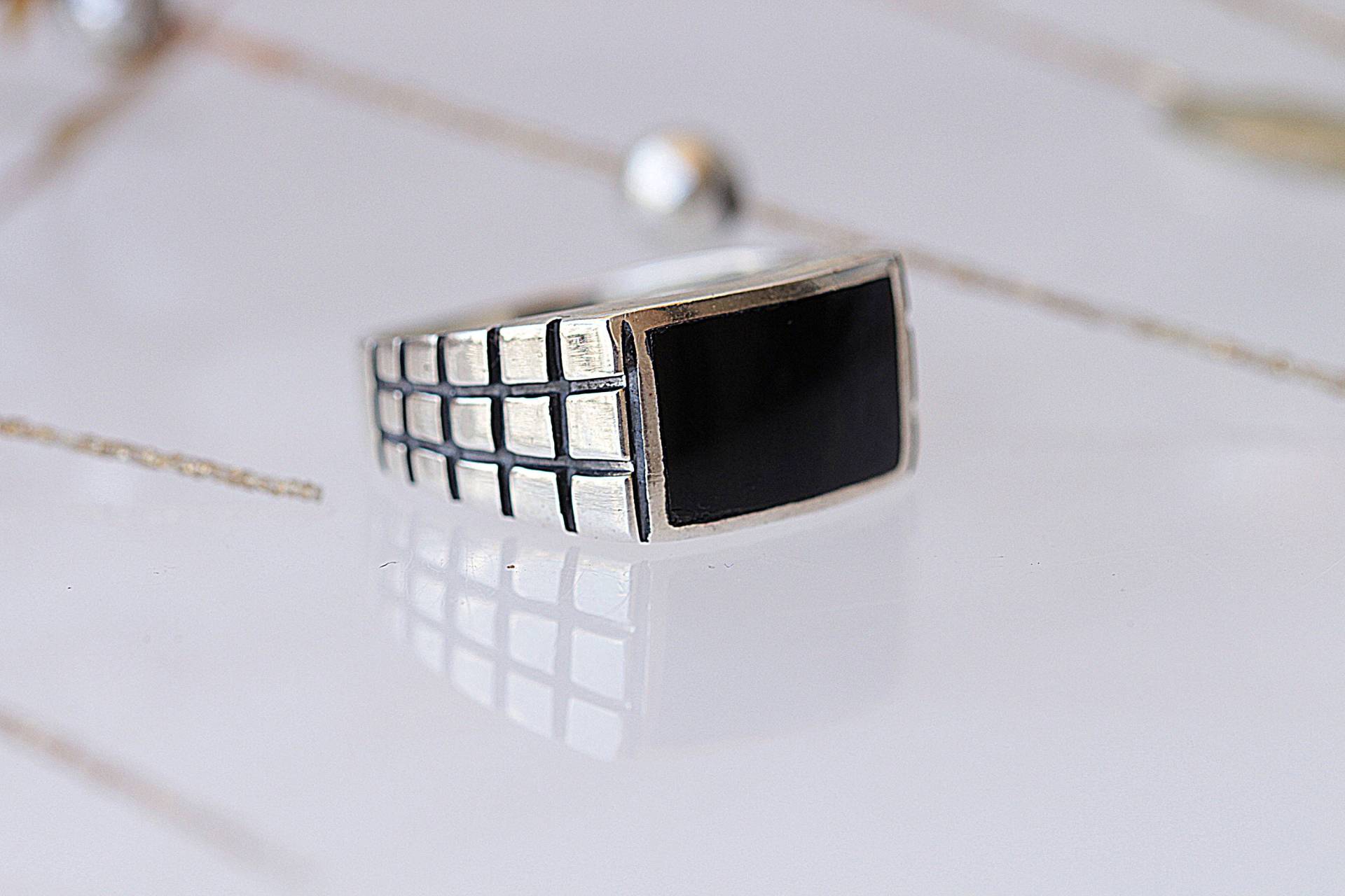 Schwarzer Onyx Ring, Herren Siegelring, Schwarzer Stein Ring, Onyx Silber Ring Rechteckig, Damen Schmuck, Geschenk Für Mann, Edelsteine von rebekajewelry