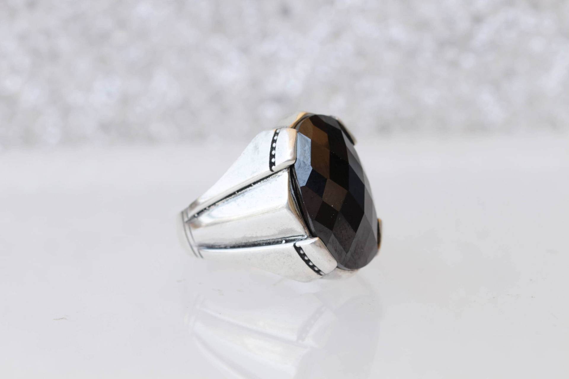 Schwarz Zirkon Sterling Silber Herren Siegelring von rebekajewelry