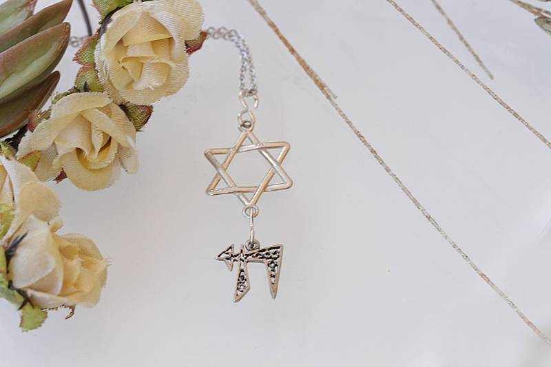 Silber Chai Halskette, Sterling Silber, Sanfte Halskette, Silber Magen David, Chai Charme, Jejuda Schmuck, Geschenk Für Sie, Davidstern von rebekajewelry