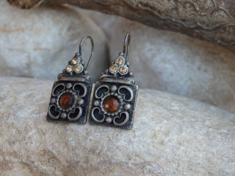 Silber Sterling 925 Ohrringe. Brautjungfern Tropfenohrringe. Braune Kristall Quadrat Frau Geschenk. Vintage Ohrringe Silber Sterling 925 Ohrringe. Brautjungfern Tropfenohrringe. Braune Kristall Quadrat Frau Geschenk. Vintage Ohrringe von rebekajewelry