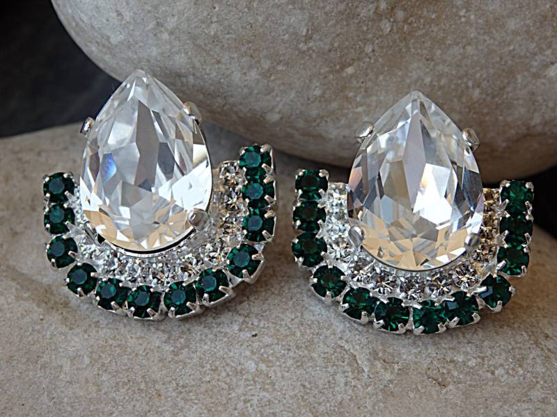 Smaragd Klare Ohrringe, Kristallohrringe, Grüne Braut Smaragdgrün Brautjungfern Geschenk Smaragd Klare Ohrringe, Kristallohrringe, Grüne Braut Smaragdgrün Brautjungfern Geschenk von rebekajewelry