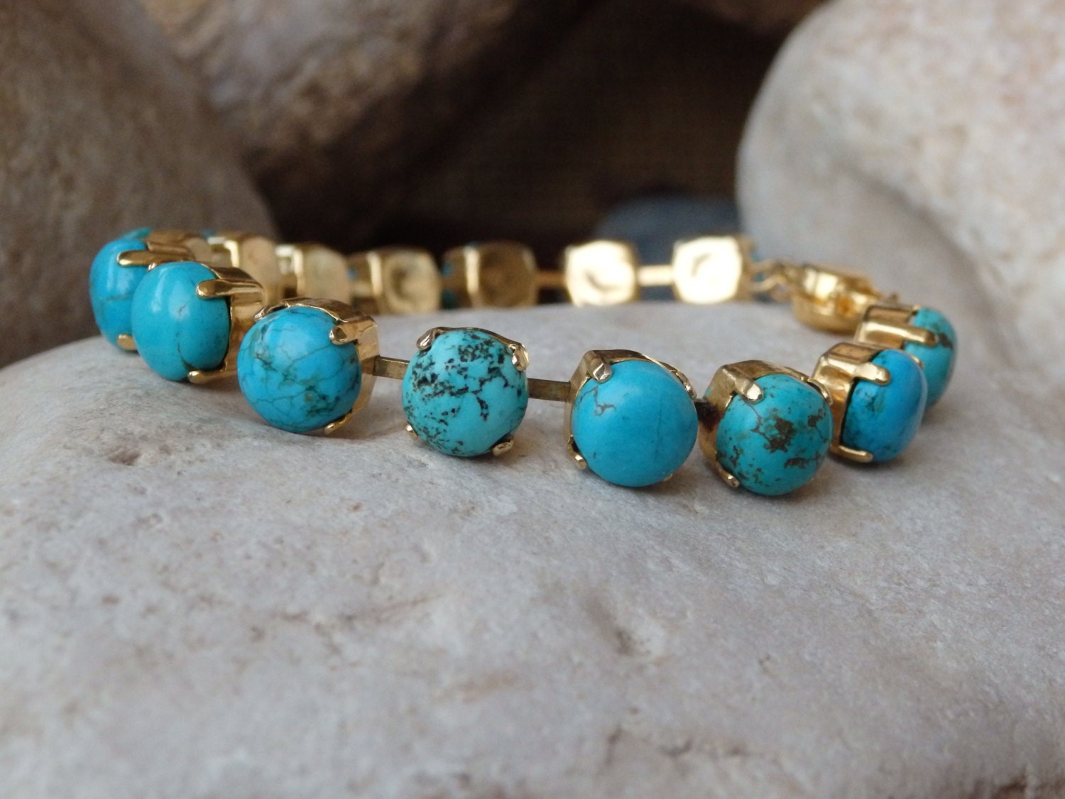 Türkis Armband, Tennis Echtes Schmuck Geschenk Für Frau Geschenk, Damen Link Armband von rebekajewelry