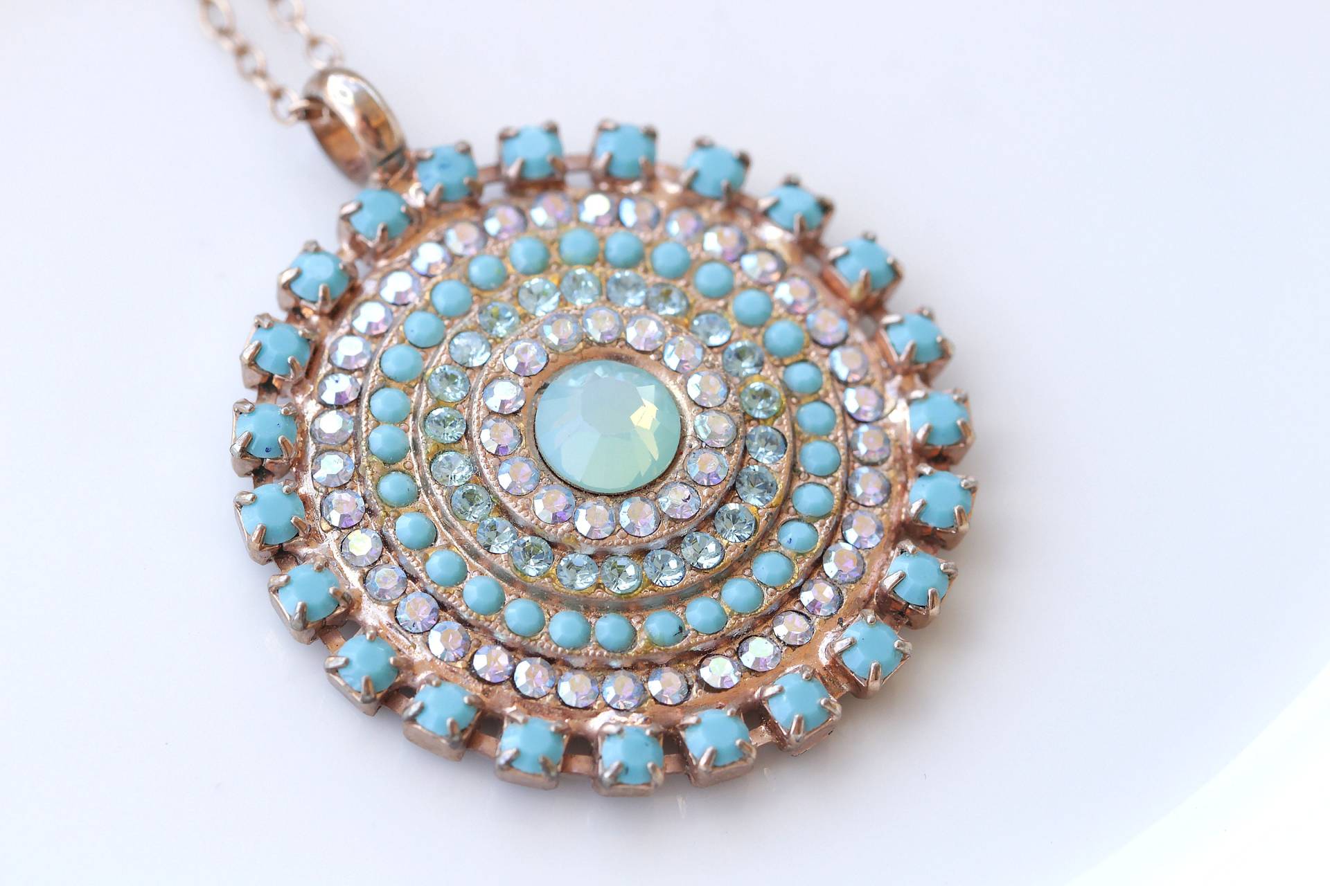 Türkis Und Minze Anhänger Halskette, Brautjungfer Schmuck Geschenk, Halskette Roségold, Geschenkidee Weihnachten von rebekajewelry