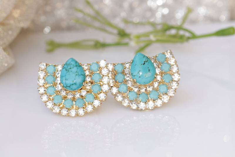 Türkis Ohrstecker Echte Edelsteine Brautschmuck von rebekajewelry