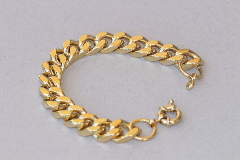 Vergoldetes Gold-Gourmet-Armband Für Männer, Klassisch, Unisex, Herren-Gourmet, Dickes Gourmet-Kettenarmband, Gewebtes Unisex-Armband, Damenschmuck von rebekajewelry
