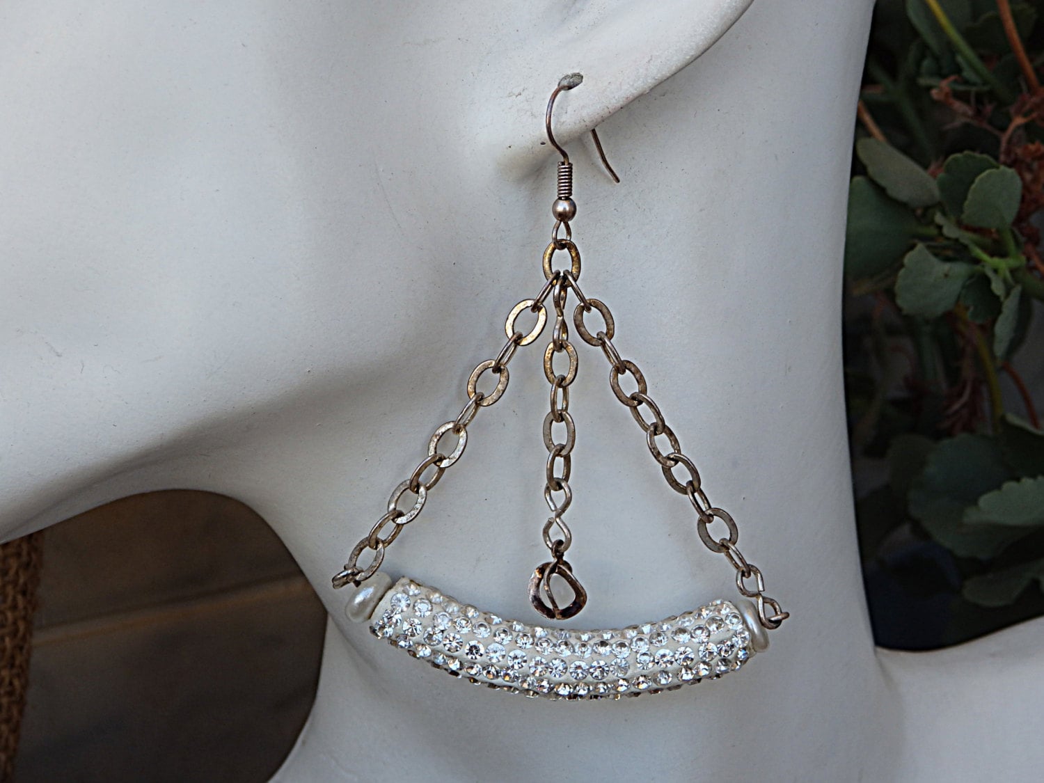 Übergroße Kristallperlen Baumeln Ohrringe Silber Hochzeit Schmuck Übergroße Kristallperlen Baumeln Ohrringe Silber Hochzeit Schmuck von rebekajewelry