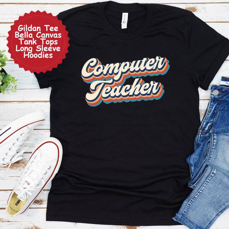 Computer Teacher Shirts Retro Style, Geschenke Für Computerlehrer, 90Er Jahre Nostalgie Grafik T-Shirt, Trendy Crewneck Und Hoodie, Computerlehrer von rebelpandastore