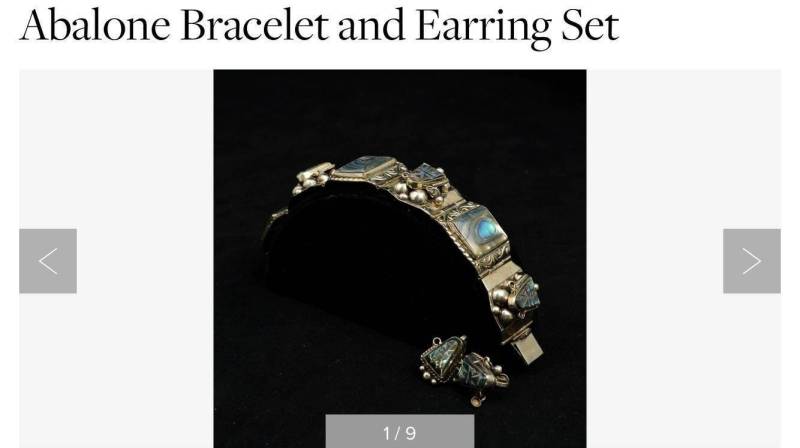 Vintage Taxco Sterling Silber Abalone Armband Ohrringe Azteken Maske Schmuck von recollectbykatherine