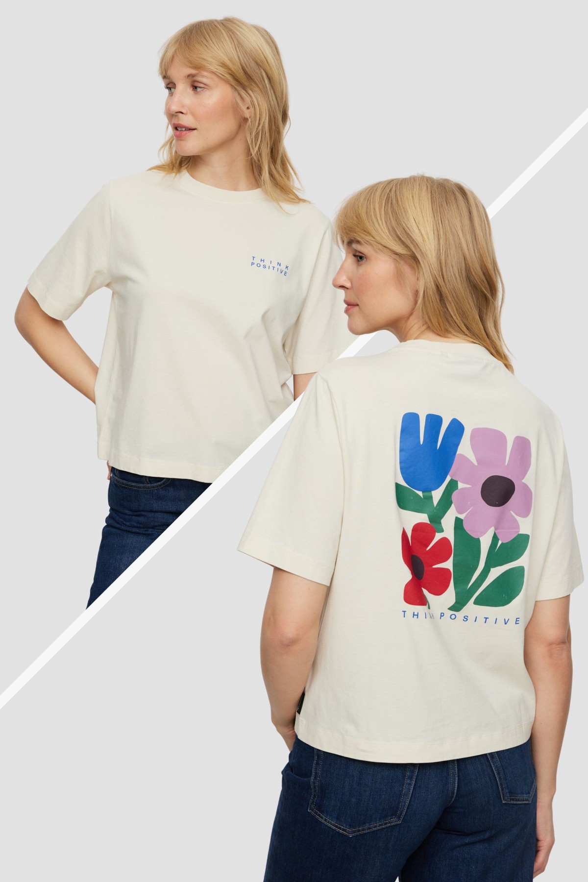 T-Shirt Azolla Think Positive Off White von recolution