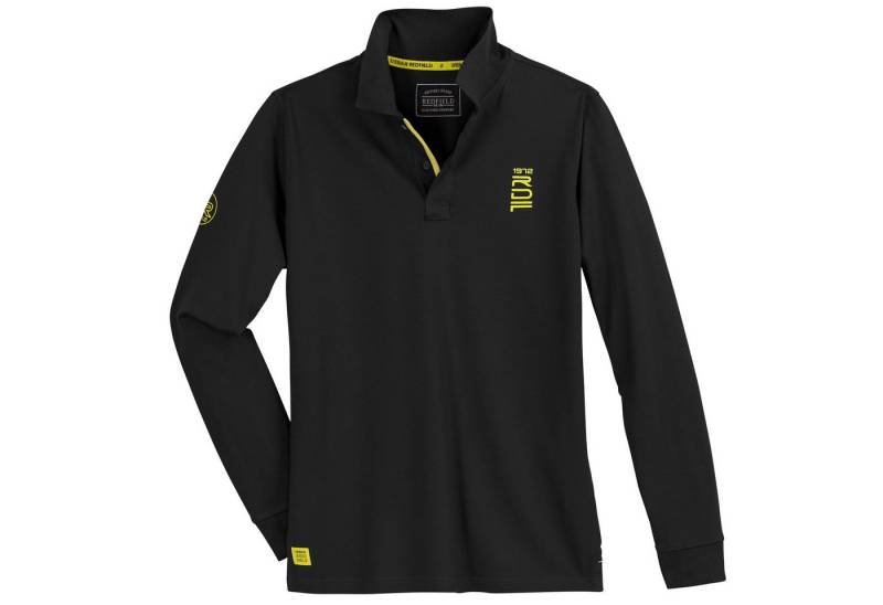 redfield Langarm-Poloshirt Große Größen Langarm-Poloshirt Herren Kontrast-Details schwarz von redfield