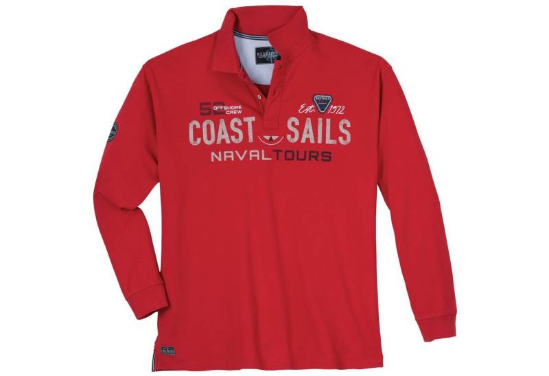 redfield Langarm-Poloshirt Redfield Langarm-Poloshirt Übergröße rot Coast Sails von redfield