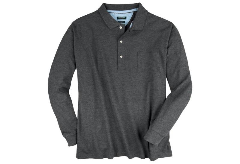 redfield Langarm-Poloshirt Redfield Langarm-Poloshirt anthrazit melange Übergröße von redfield