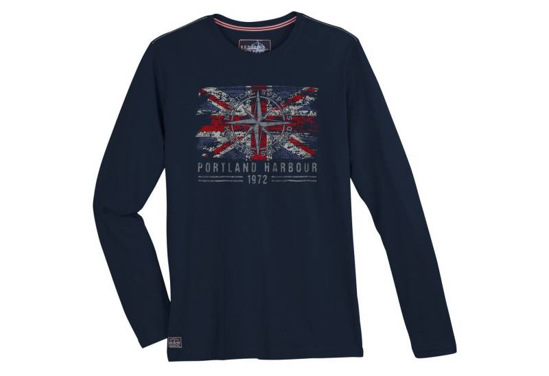 redfield Langarmshirt Redfield XXL Langarmshirt navy Frontprint maritim von redfield