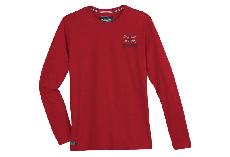 redfield Langarmshirt Redfield XXL Langarmshirt Brustprint maritim rot von redfield