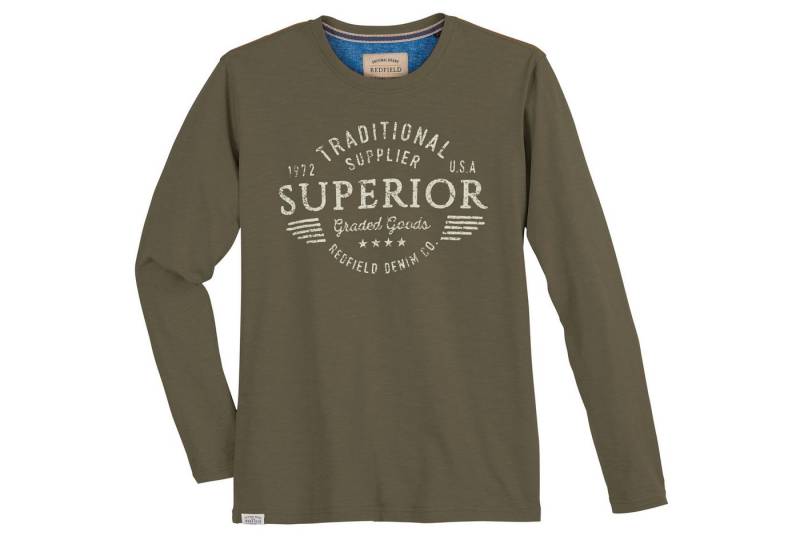 redfield Langarmshirt Redfield Übergrößen Langarmshirt SUPERIOR khaki von redfield