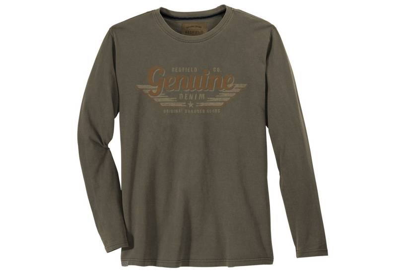 redfield Langarmshirt Redfield XXL Langarmshirt Vintageprint khaki used von redfield