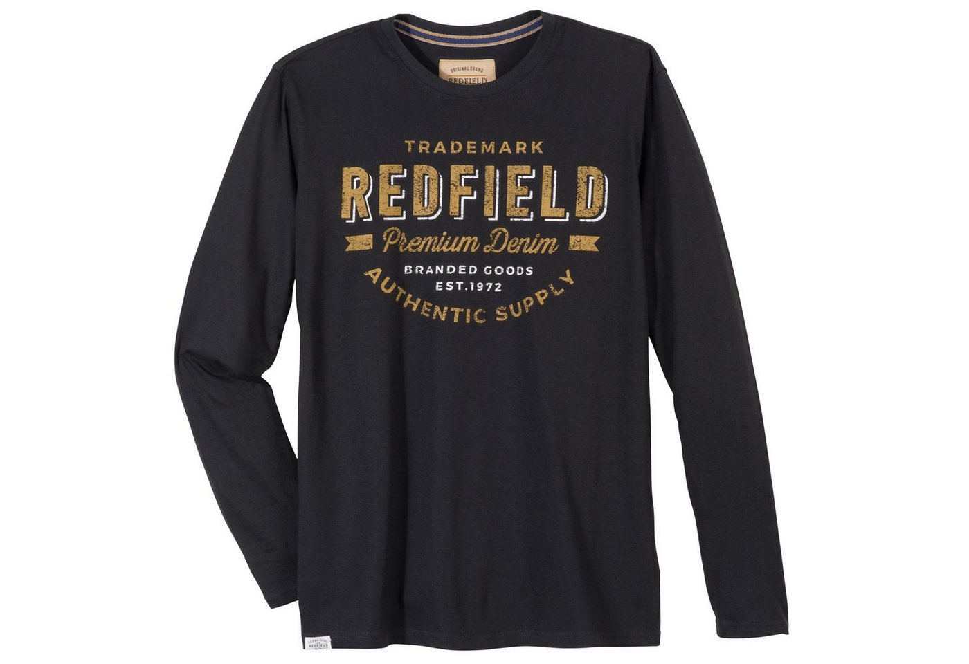 redfield Langarmshirt Große Größen Herren Redfield Logo Langarmshirt schwarz von redfield