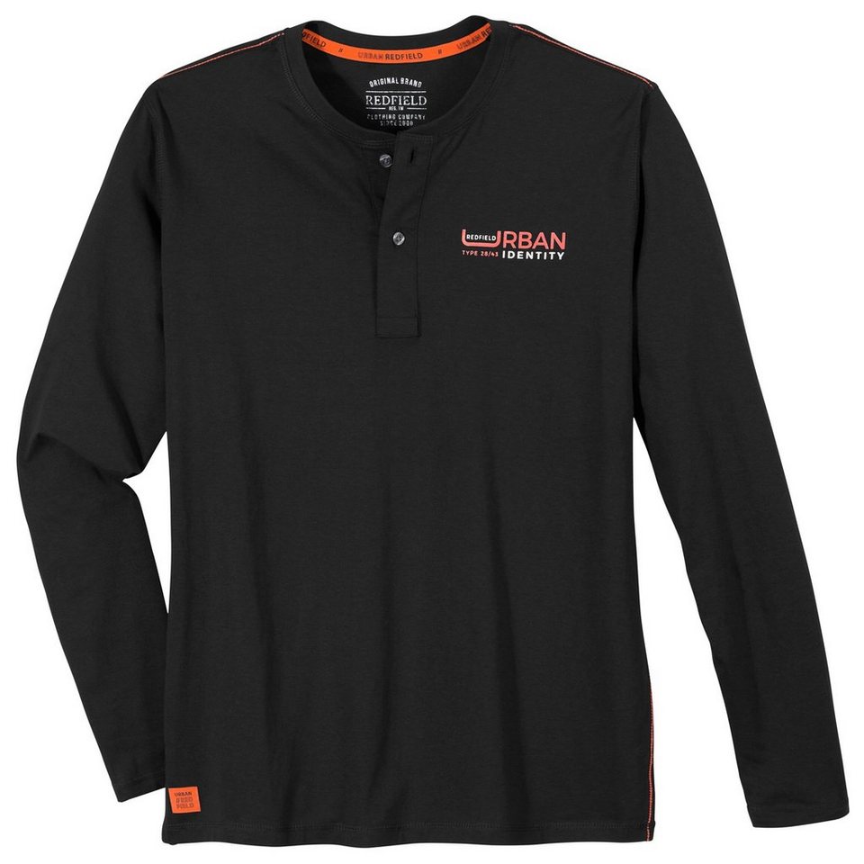 redfield Langarmshirt Redfield Henley XXL Longsleeve modisch schwarz von redfield