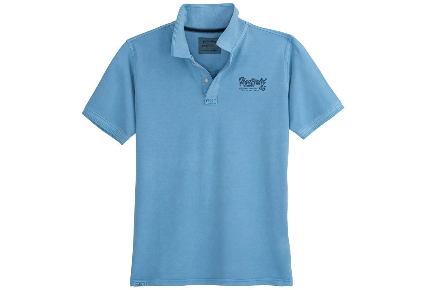 redfield Poloshirt Große Größen Herren Poloshirt Used Look hellblau bedruckt Redfield von redfield