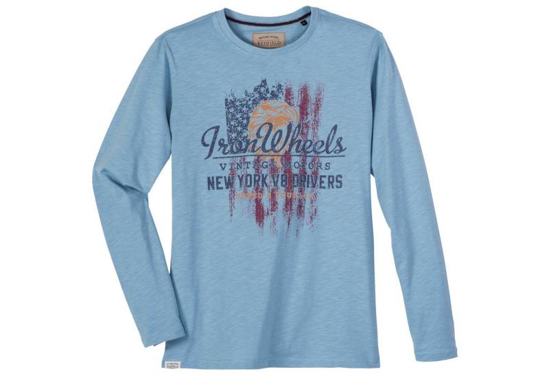 redfield Print-Shirt Adler Druck Langarm-Shirt von Redfield in großen Größen, Hell blau von redfield