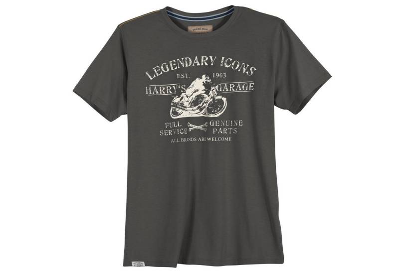 redfield Print-Shirt Redfield T-Shirt Übergröße dunkelgrau Motorrad-Print von redfield