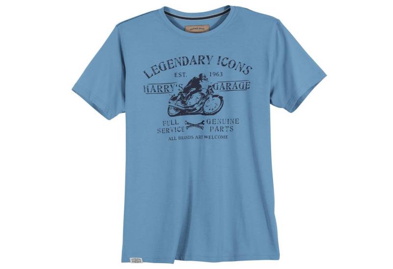 redfield Print-Shirt Redfield T-Shirt Übergröße hellblau Motorrad-Print von redfield