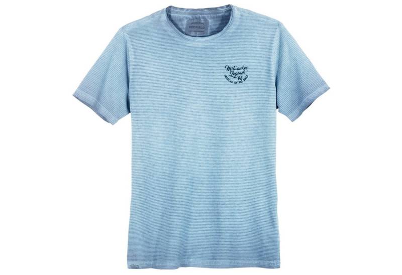 redfield Print-Shirt Redfield modisches Used XXL T-Shirt geringelt hellblau von redfield