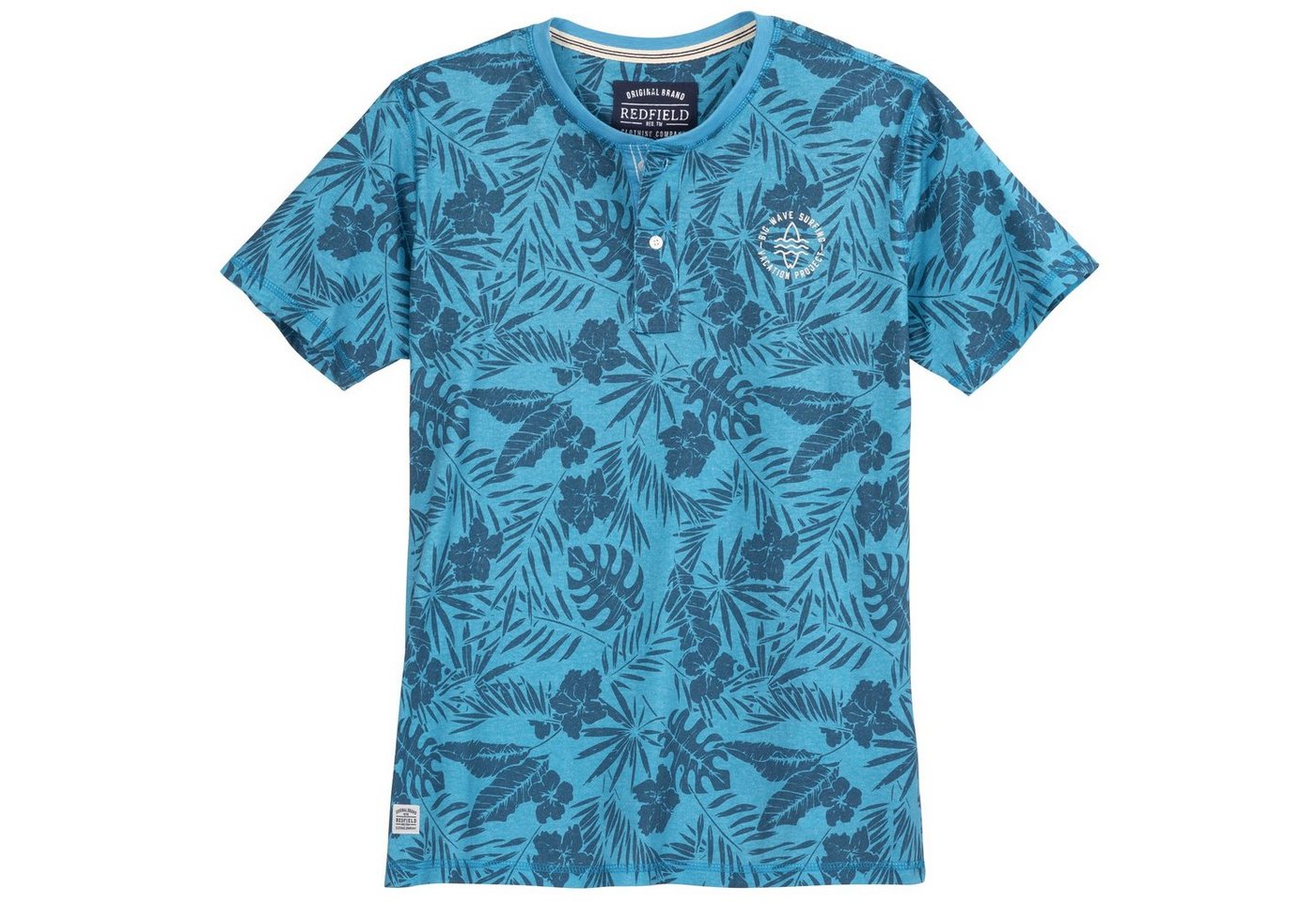 redfield Print-Shirt Große Größen Herren modisches T-Shirt azurblau floral Redfield von redfield