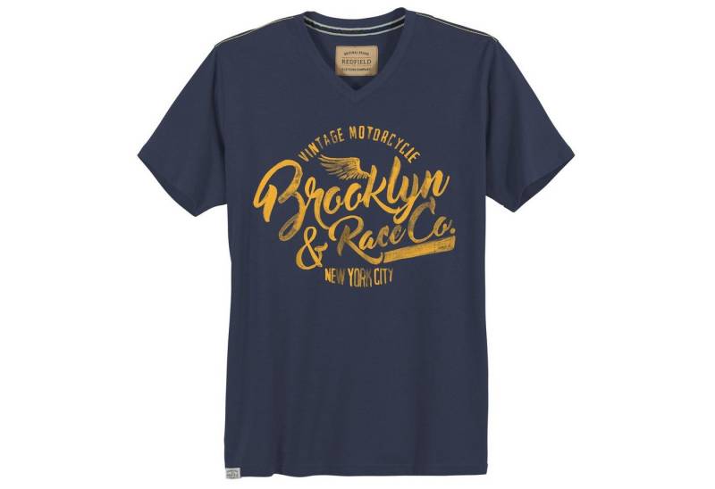 redfield Print-Shirt Redfield V-Neck XXL T-Shirt denimblau Brooklyn von redfield