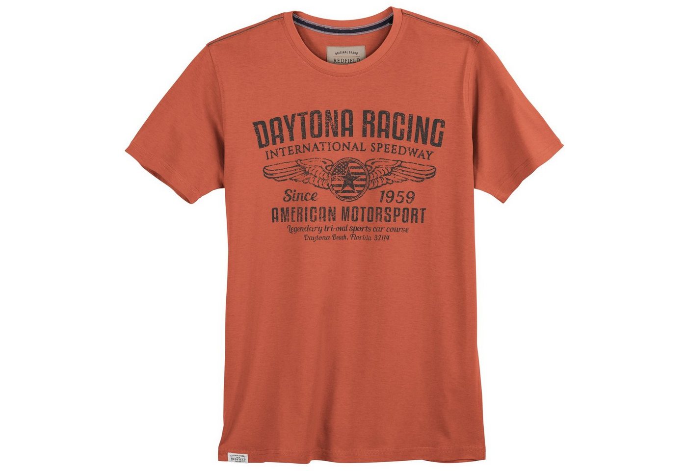 redfield Rundhalsshirt Große Größen Herren T-Shirt Daytona Racing koralle Redfield von redfield