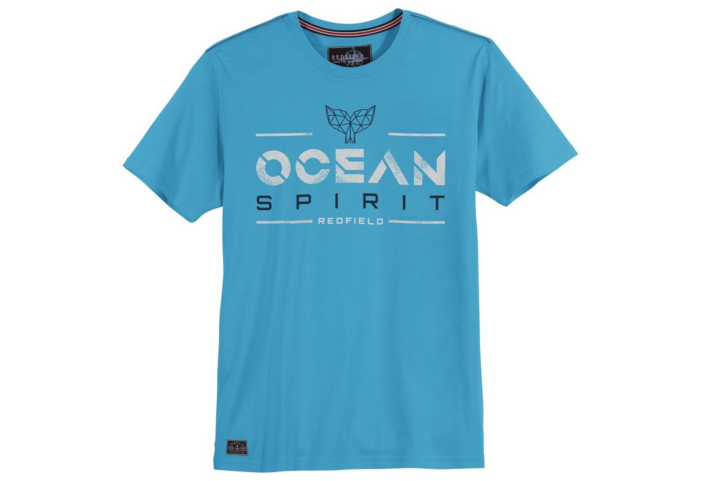 redfield Rundhalsshirt Große Größen Herren T-Shirt azurblau Print Ocean Spirit Redfield von redfield