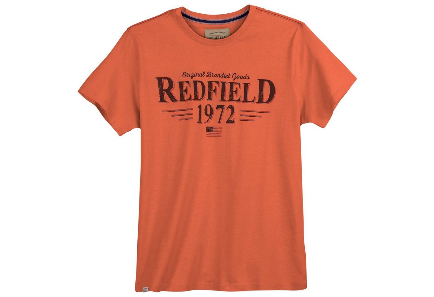 redfield Rundhalsshirt Große Größen Herren T-Shirt koralle cooler Logo-Print Redfield von redfield