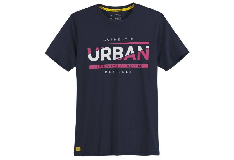 redfield Rundhalsshirt Redfield T-Shirt Übergröße navy Print Authentic Urban von redfield