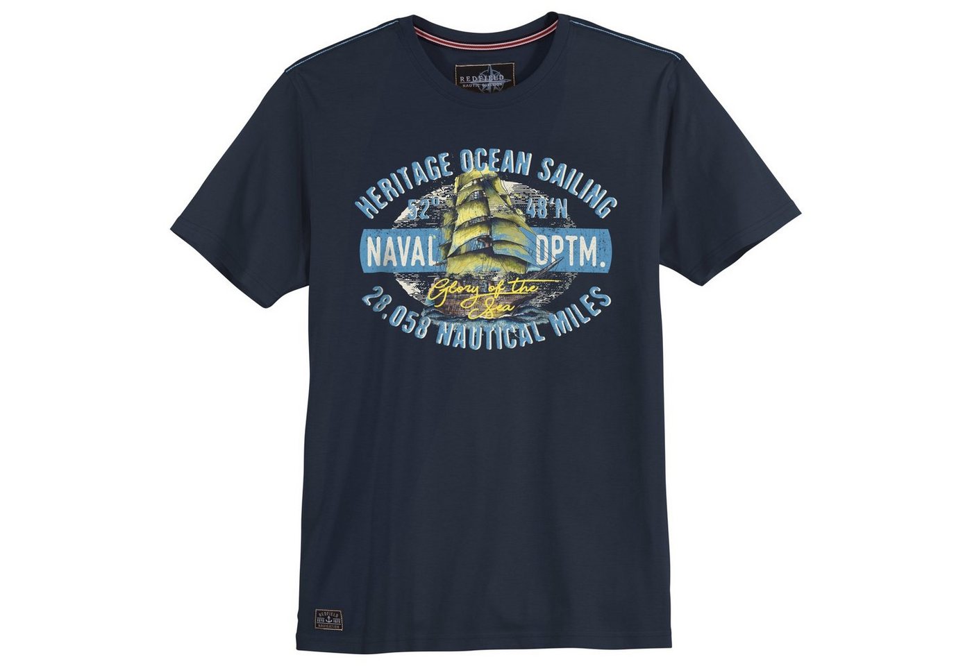 redfield Rundhalsshirt Große Größen Herren T-Shirt navy Print Naval DPTM Redfield von redfield