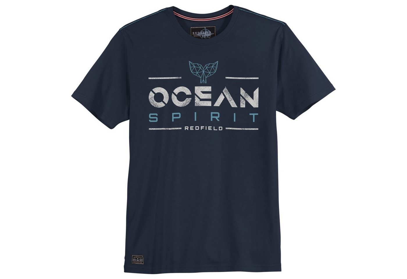 redfield Rundhalsshirt Große Größen Herren T-Shirt navy Print Ocean Spirit Redfield von redfield