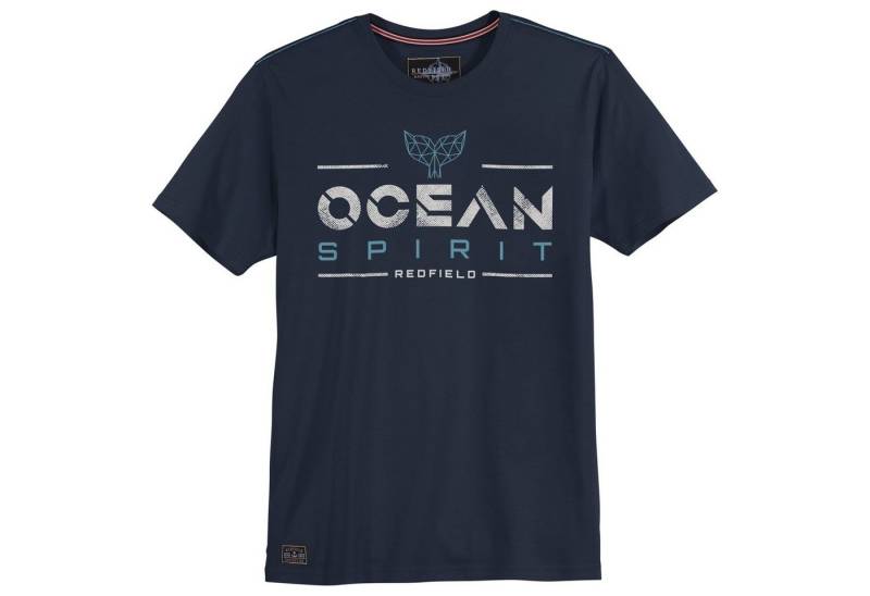 redfield Rundhalsshirt Redfield T-Shirt Übergröße navy Print Ocean Spirit von redfield