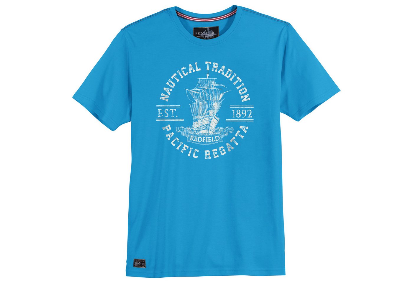 redfield Rundhalsshirt Große Größen Herren T-Shirt türkisblau Pacific Regatta Redfield von redfield