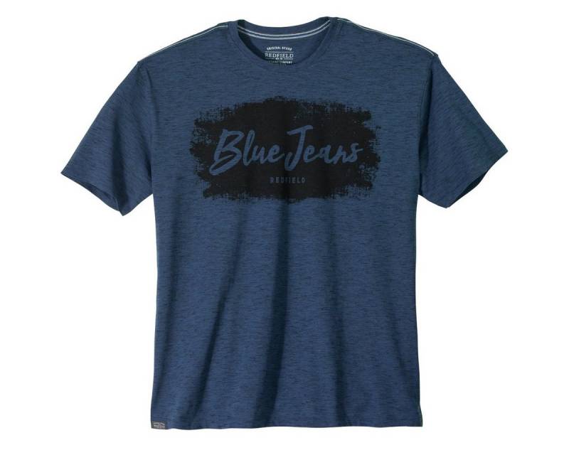 redfield Rundhalsshirt Redfield Übergrößen T-Shirt blau melange Print von redfield