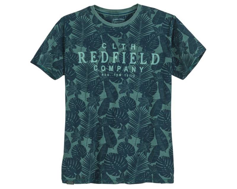 redfield Rundhalsshirt Redfield Übergrößen T-Shirt grün Alloverprint floral von redfield