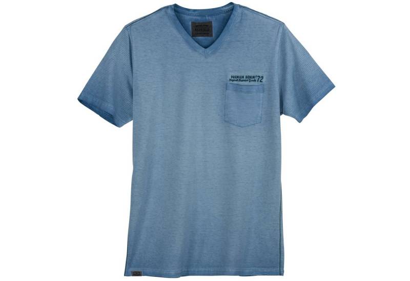 redfield Rundhalsshirt Redfield Used XXL T-Shirt V-Neck blau geringelt von redfield