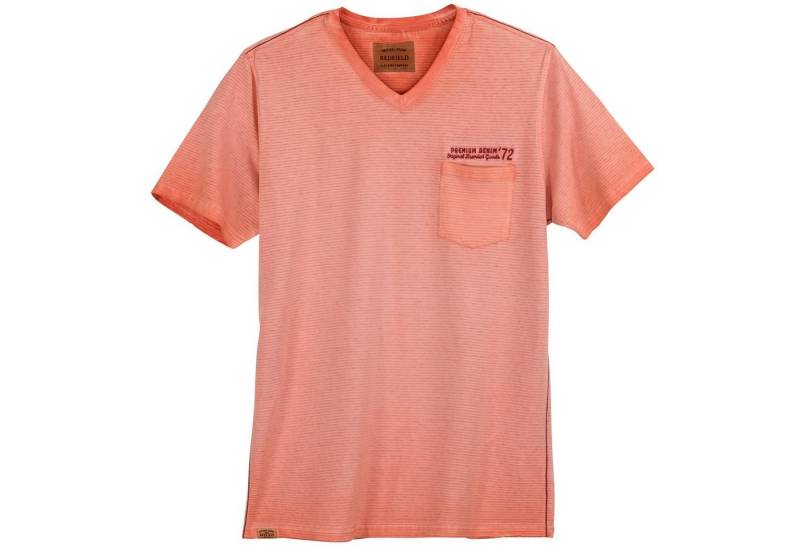 redfield Rundhalsshirt Redfield Used XXL T-Shirt V-Neck koralle geringelt von redfield